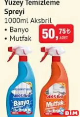 AKSBRİL YÜZEY TEMİZLEME SPREYİ 1000 ML AKSBRİL YÜZEY TEMİZLEME SPREYİ 1000 ML